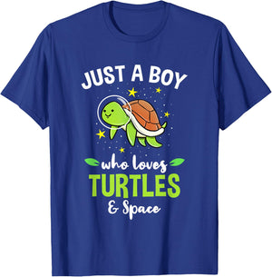 Just A Boy Who Loves Turtles And Space T-Shirt - T-Shirt | Royal