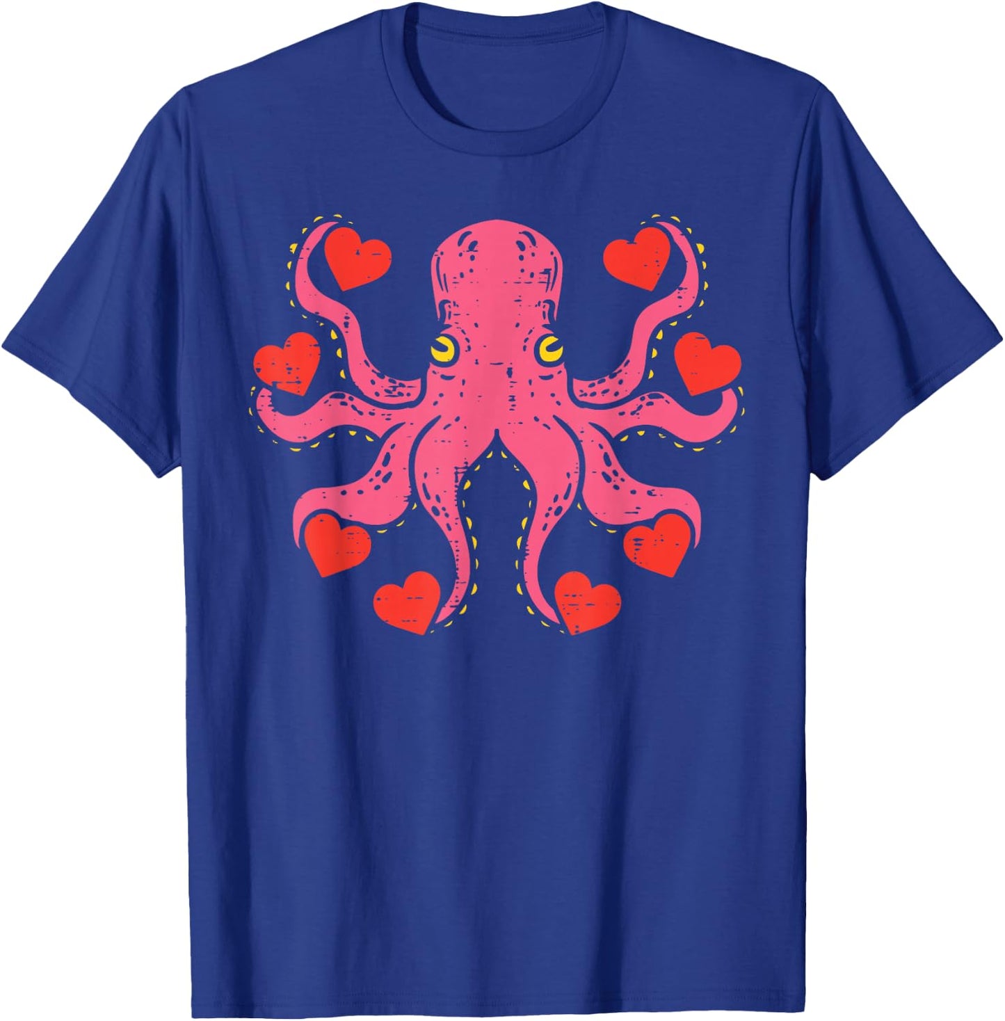 Valentines Day Octopus Hearts Funny Animal Men Women Kids T-Shirt - T-Shirt | Royal