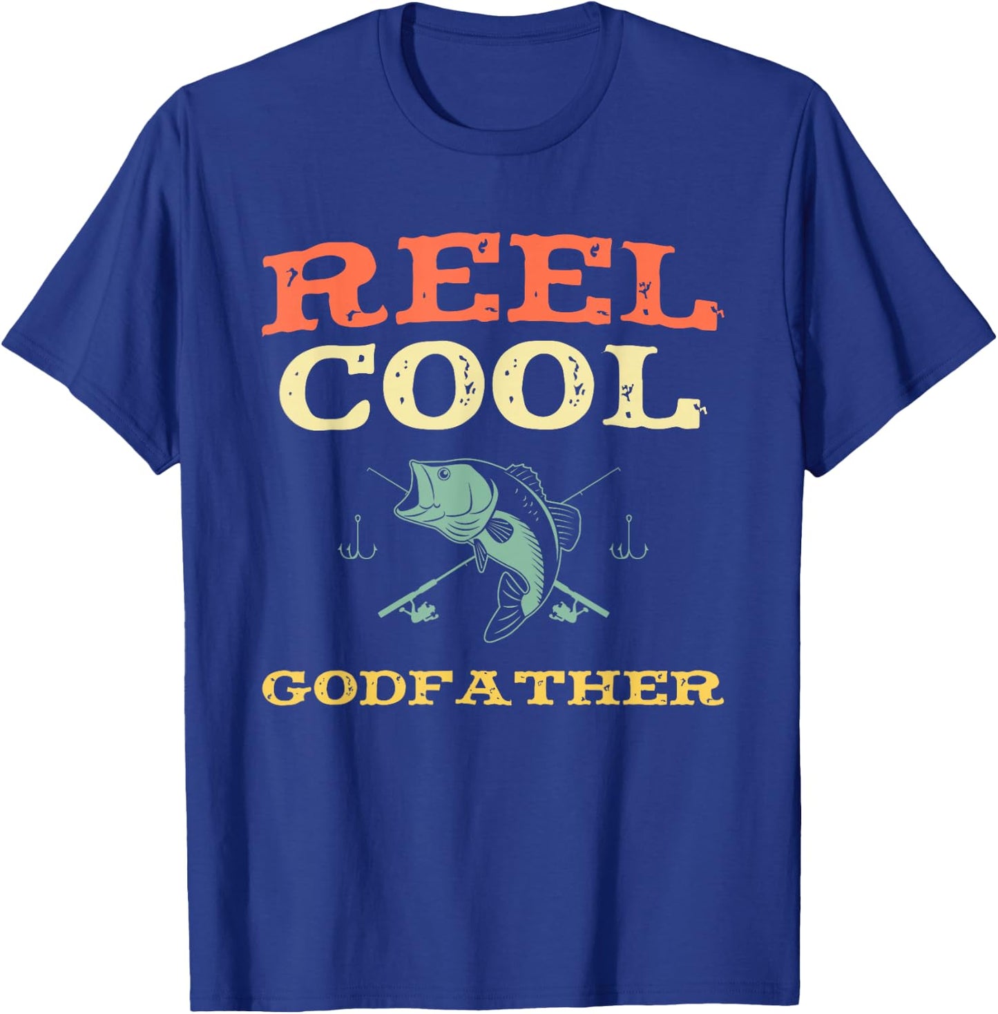 Reel Cool Godfather Fishing Fisherman Funny Vintage T-Shirt - T-Shirt | Royal