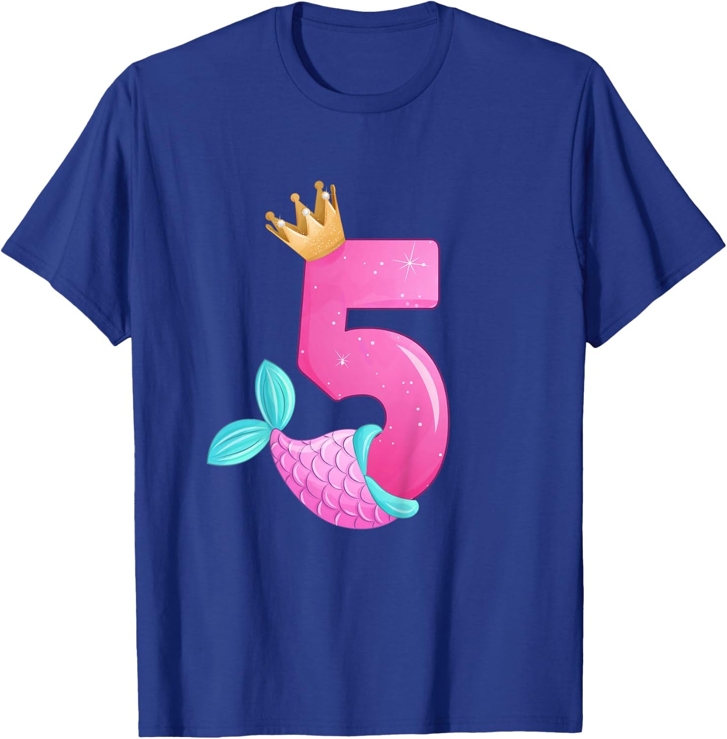 Birthday Girl 5 years old, Mermaid Fin, Number 5 T-Shirt - T-Shirt | Royal