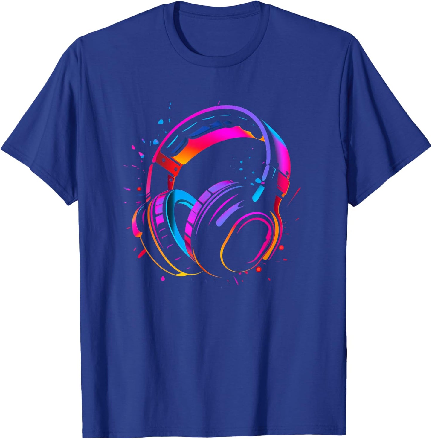 80s Style DJ Headphones Disc Jockey Nightclub , Black, S T-Shirt - T-Shirt | Royal