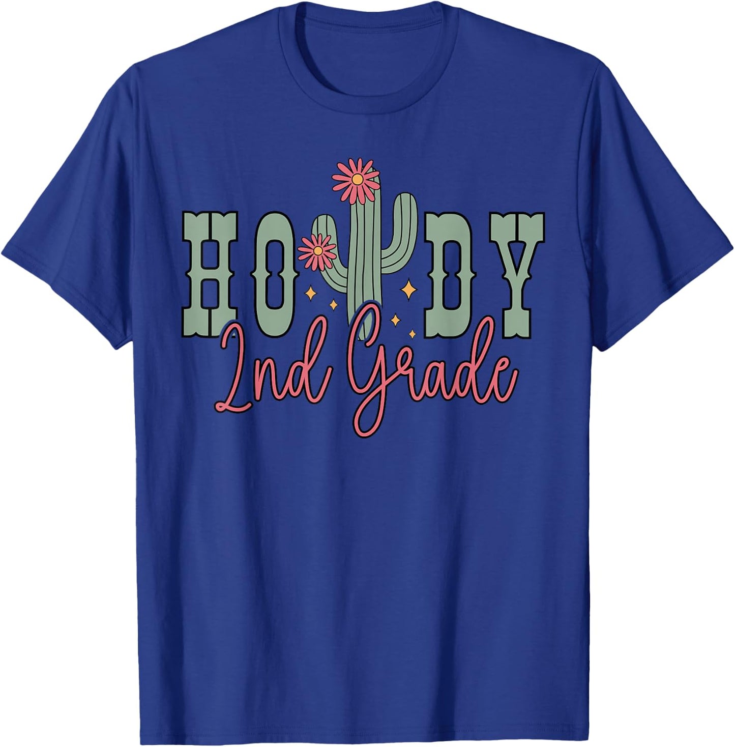 Howdy 2nd Grade Cactus Western Second Grade Teacher Kids T-Shirt - T-Shirt | Royal