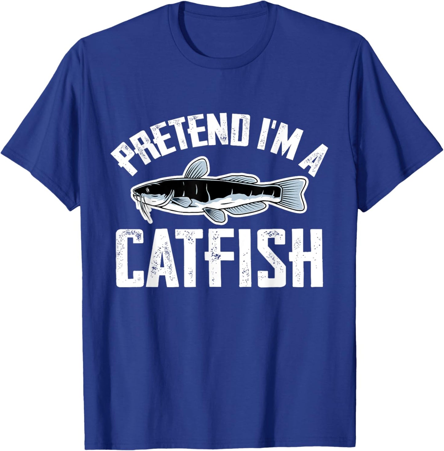 Pretend I'm A Catfish Easy Costume Funny Catfish Halloween T-Shirt - T-Shirt | Royal