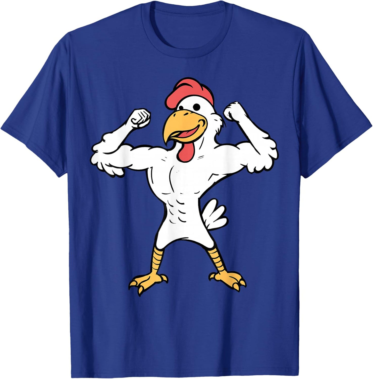Muscle Chicken Muscle Chicken Flexing Fitness Cartoon T-Shirt - T-Shirt | Royal