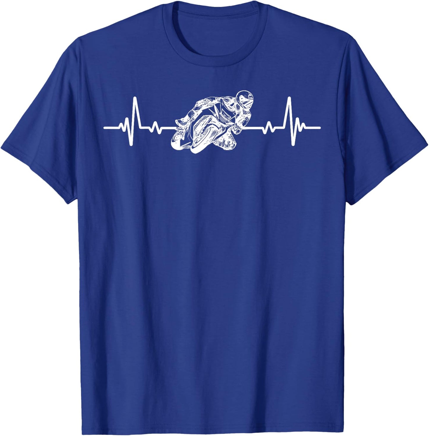 Motorcycle Racing Heartbeat Motorcycle Racing Biker Humour T-Shirt - T-Shirt | Royal