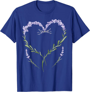 Vintage Botanical Heart Lavender Flower Gardening Floral T-Shirt - T-Shirt | Royal