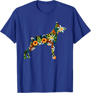 Funny Doberman Art Women Floral Doberman Pinscher T-Shirt - T-Shirt | Royal
