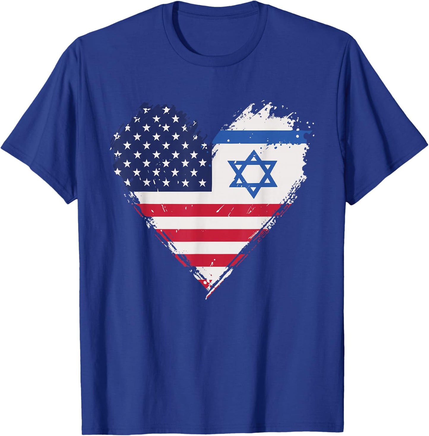 Vintage Grunge American Israel Alliance Flags in Heart T-Shirt - T-Shirt | Royal