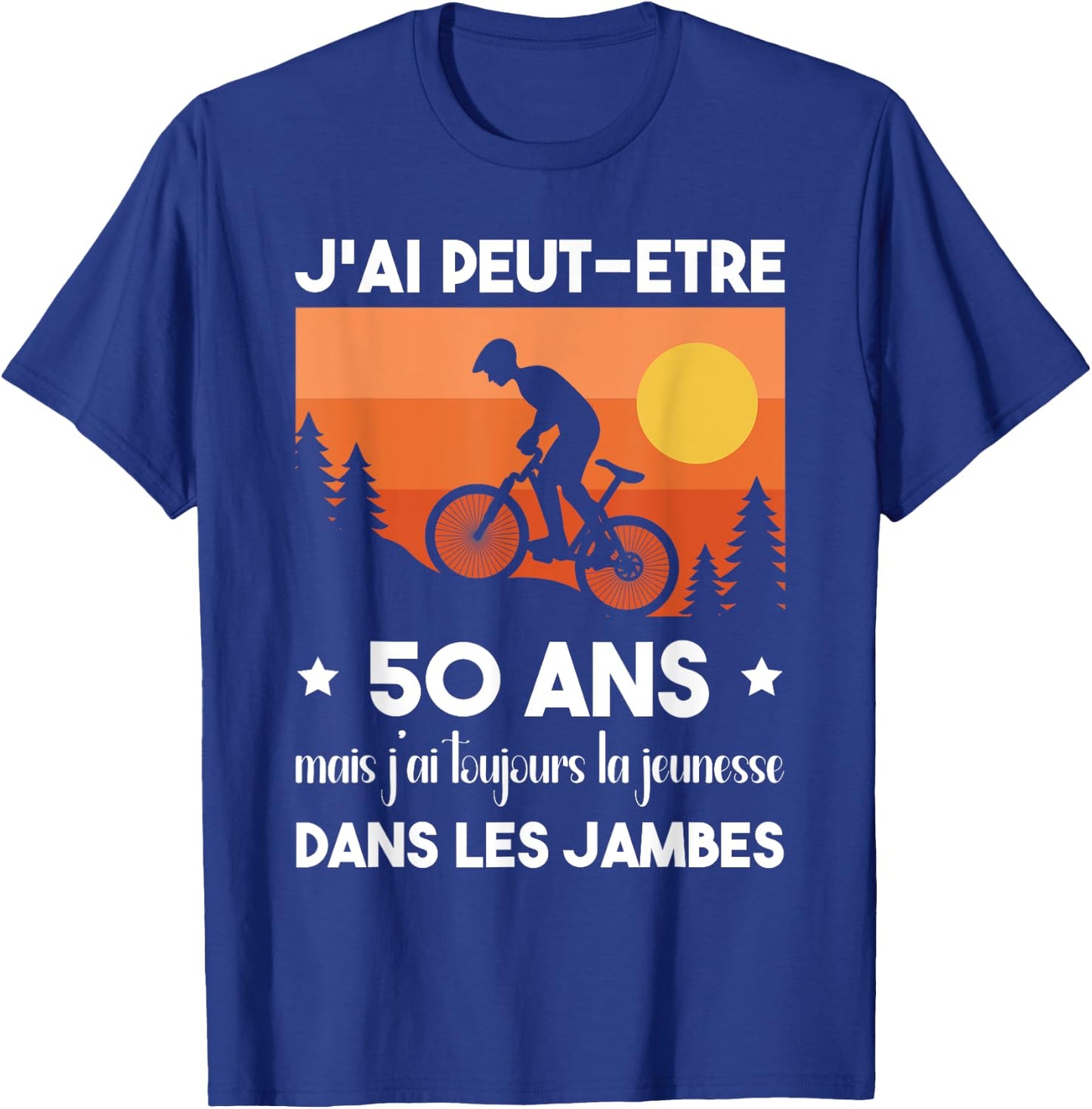50 Years Birthday Bicycle Vintage Humor Cycling , Black, S T-Shirt - T-Shirt | Royal