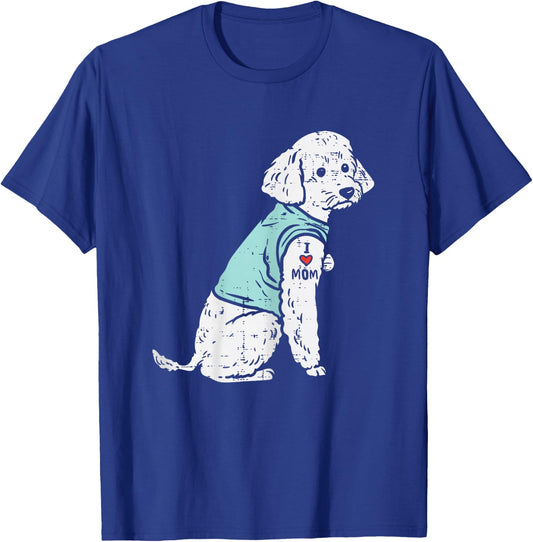 Poodle I Love Mom Tattoo Cute Pet Dog Owner Lover Women Gift T-Shirt - T-Shirt | Royal