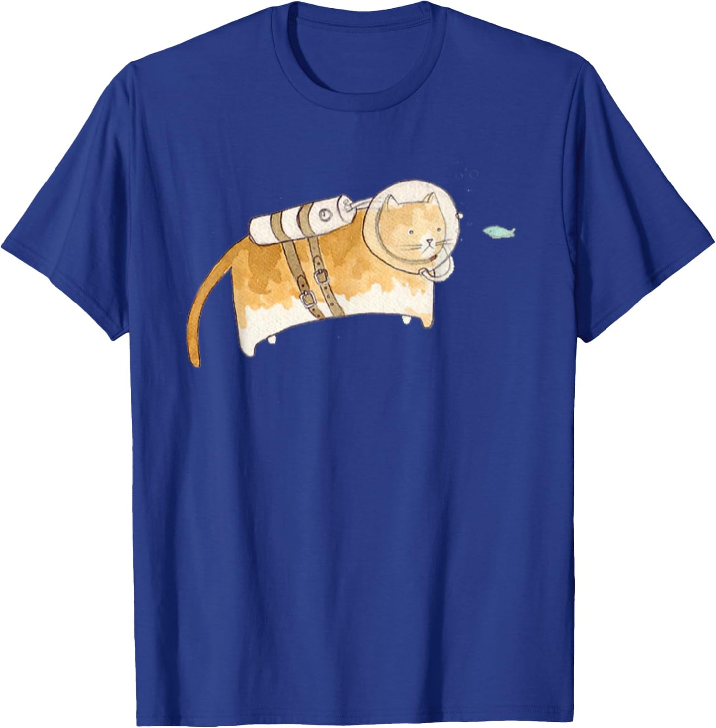 Scuba Cat Diving | Funny Scuba Diving Underwater Women Girls Kids T-Shirt - T-Shirt | Royal