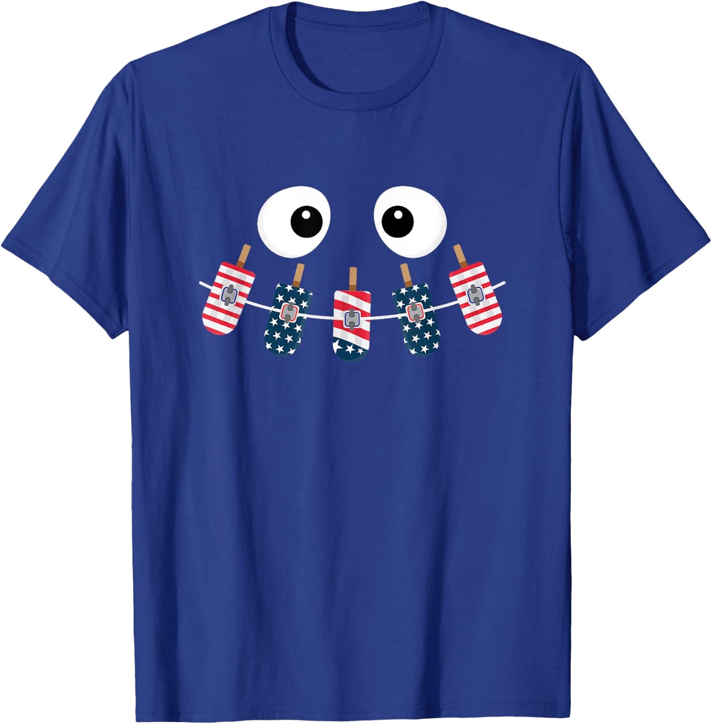 Orthodontist 4th of July Dental Brace Rubber Bands Popsicle T-Shirt - T-Shirt | Royal