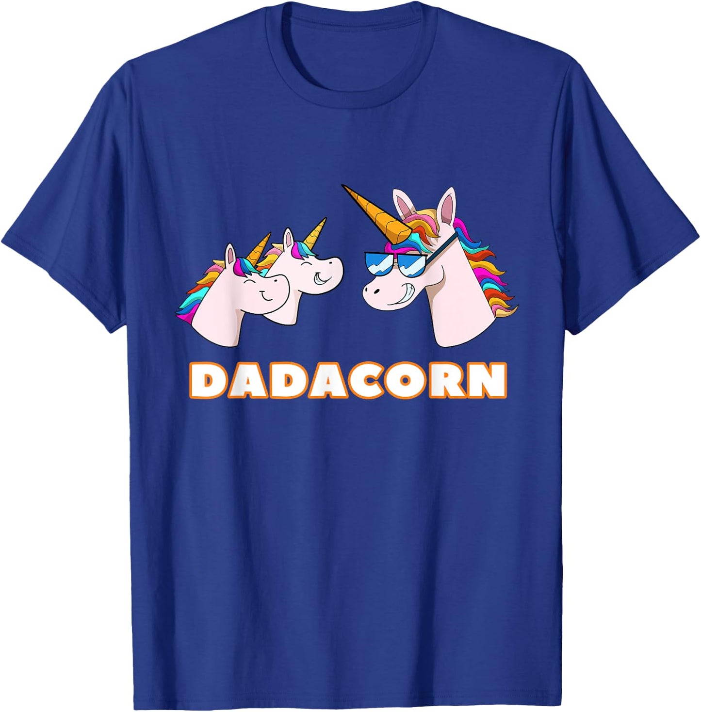 Dadacorn Daddy Unicorn 2 Children Father's Day Dad T-Shirt - T-Shirt | Royal