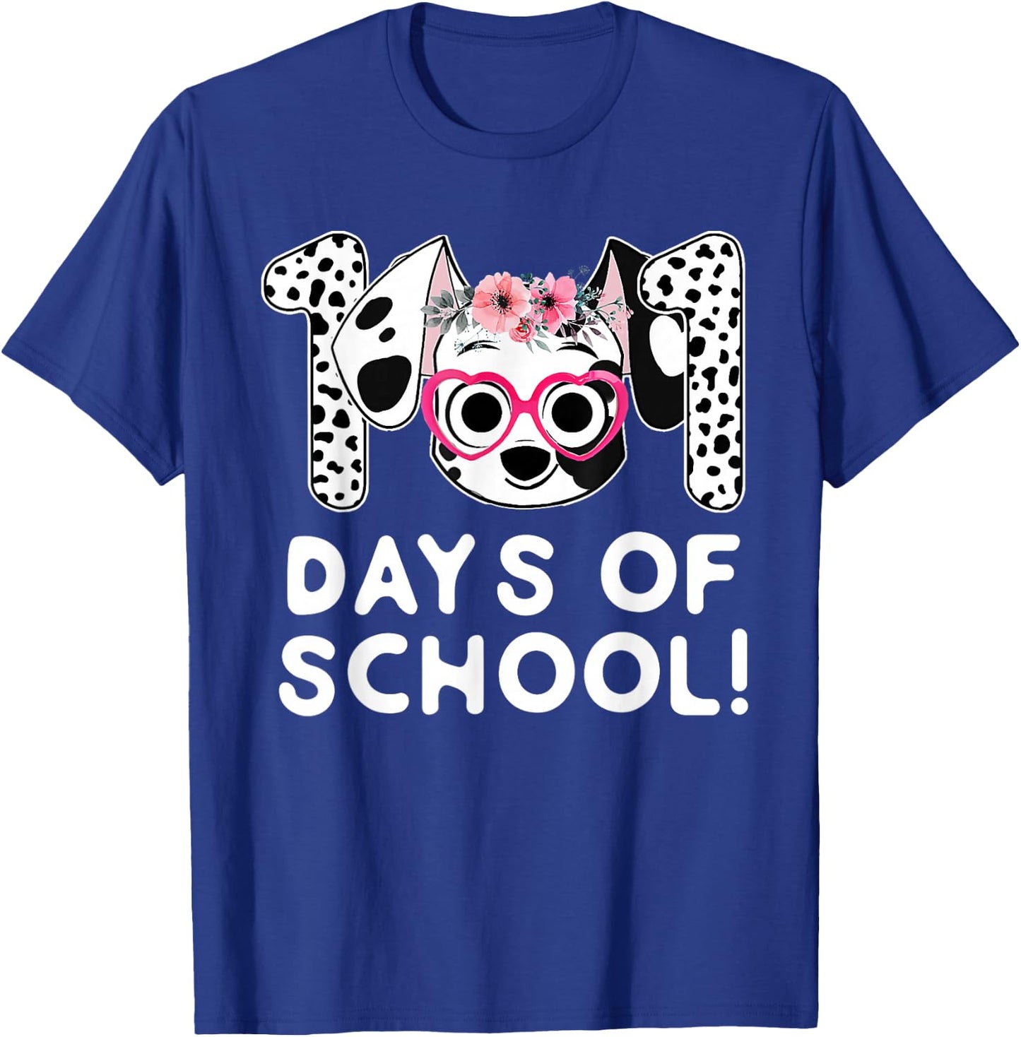 101 Days School Cute Dog Happy 100 Days Teacher Student Kids T-Shirt - T-Shirt | Royal
