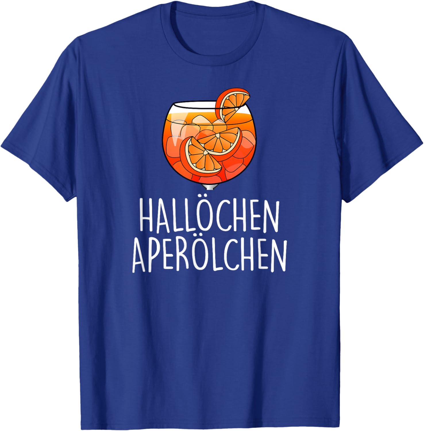 with German Text "HALLÖCHEN APERÖLCHEN X NEW! Delicious Aperoli Feeling Spritzy", black T-Shirt - T-Shirt | Royal