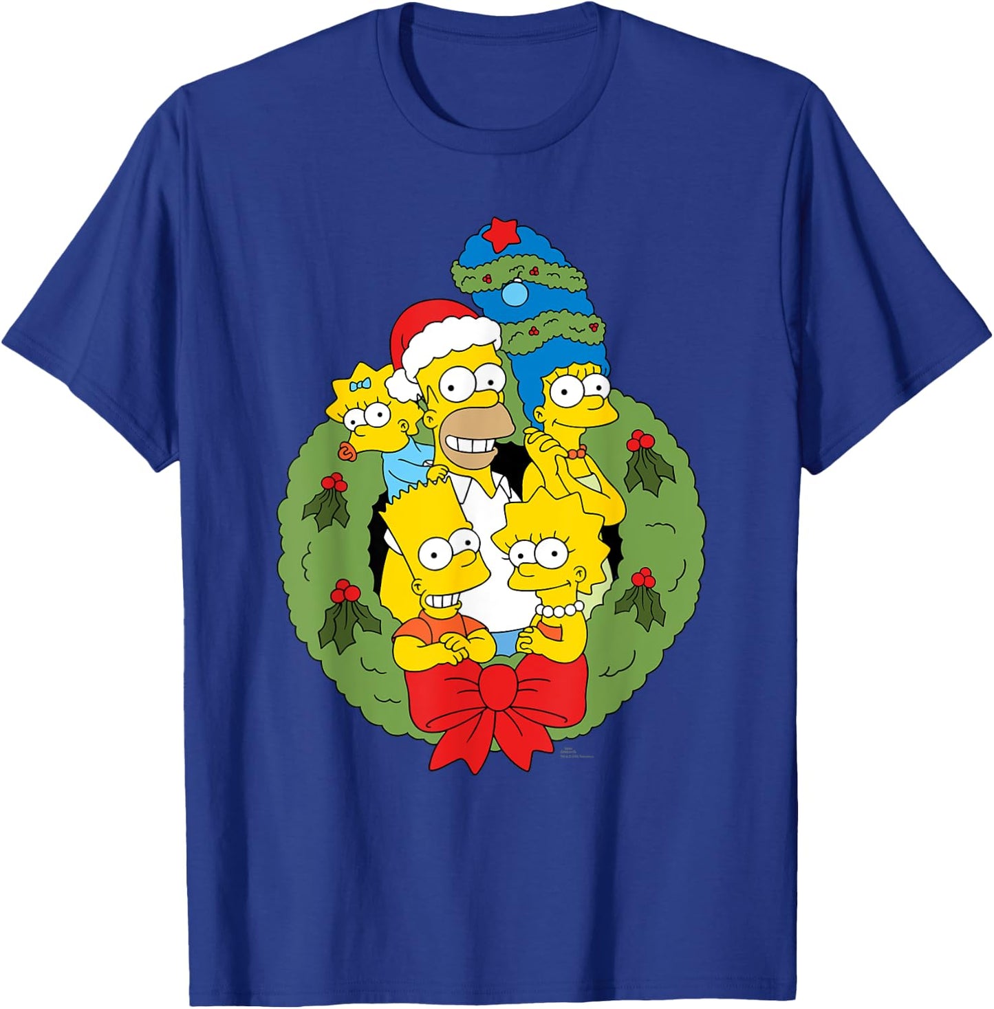The Simpsons Holiday Family Christmas Wreath , Black, S T-Shirt - T-Shirt | Royal