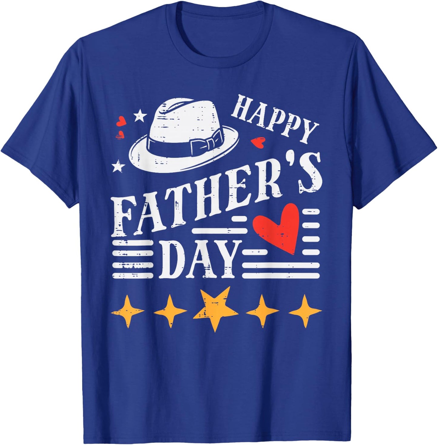 Happy Fathers Day Hat Heart Vintage Dad Papa Grandpa Daddy T-Shirt - T-Shirt | Royal