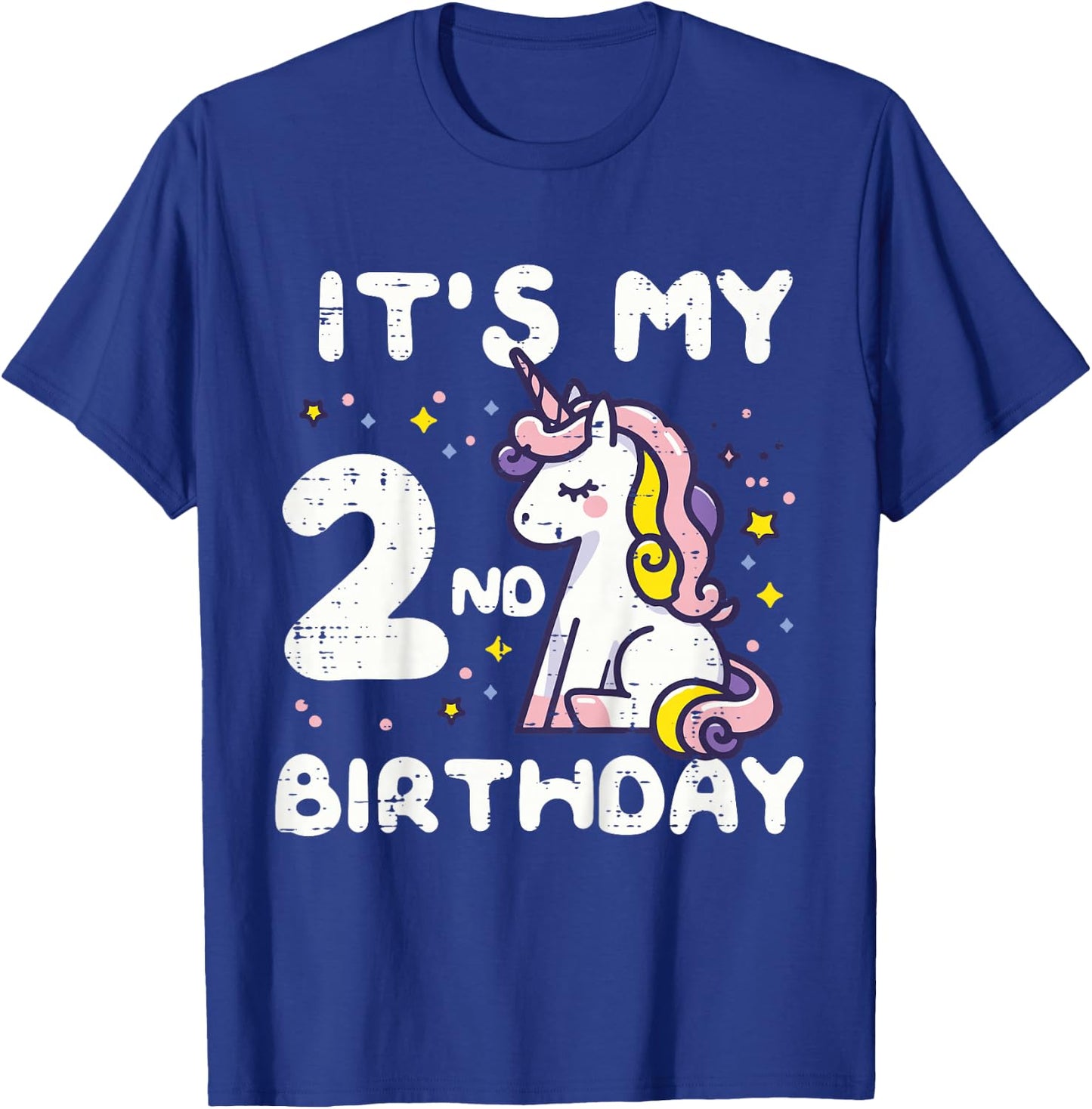 Its My 2nd Birthday Unicorn 2 Year Bday Toddler Girls Kids T-Shirt - T-Shirt | Royal