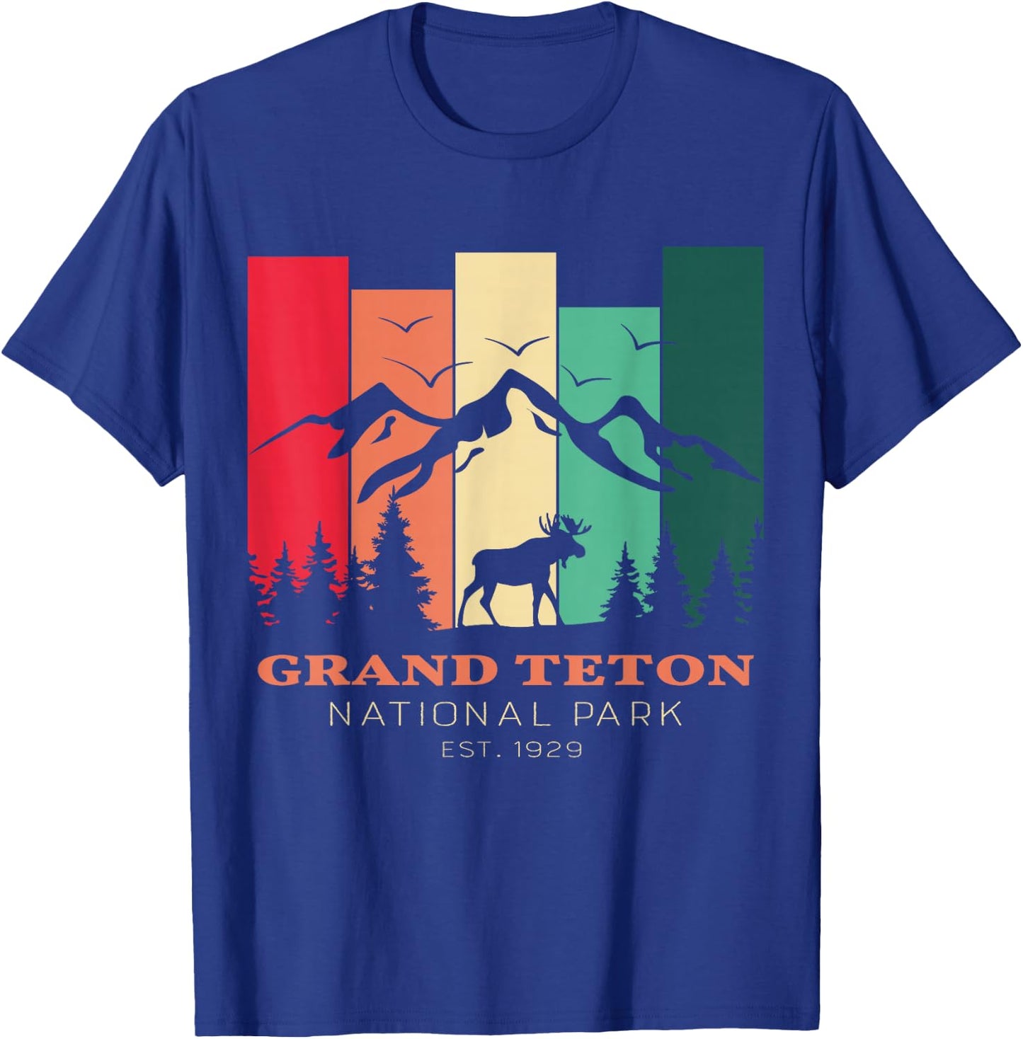 Vintage Grand Teton National Park for kids Hiking Camping T-Shirt - T-Shirt | Royal