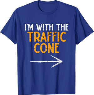 I'm With The Traffic Cone Costume Halloween Couple Matching T-Shirt - T-Shirt | Royal