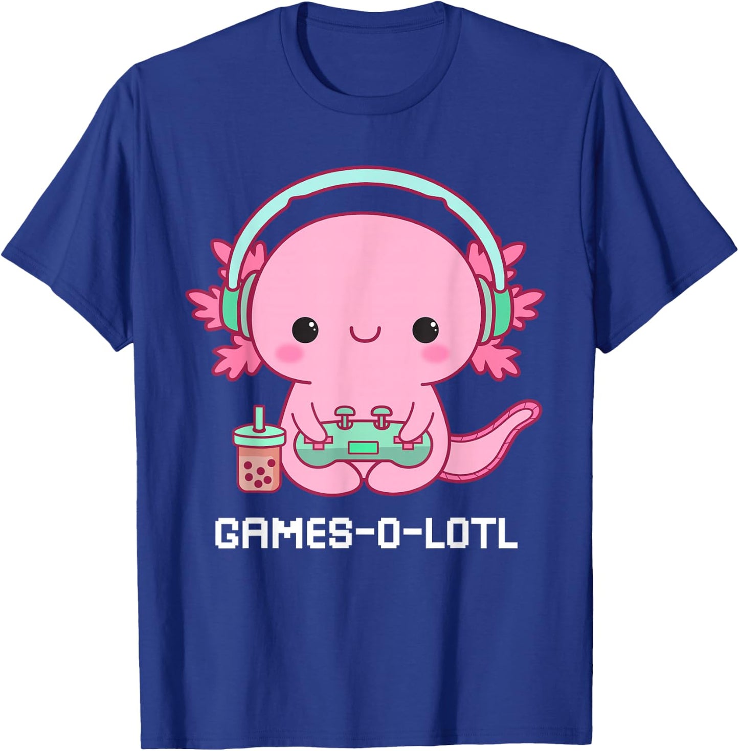 Gamesalotl Axolotl Cute Kawaii Fisch Spielen Videospiele Mädchen T-Shirt - T-Shirt | Royal