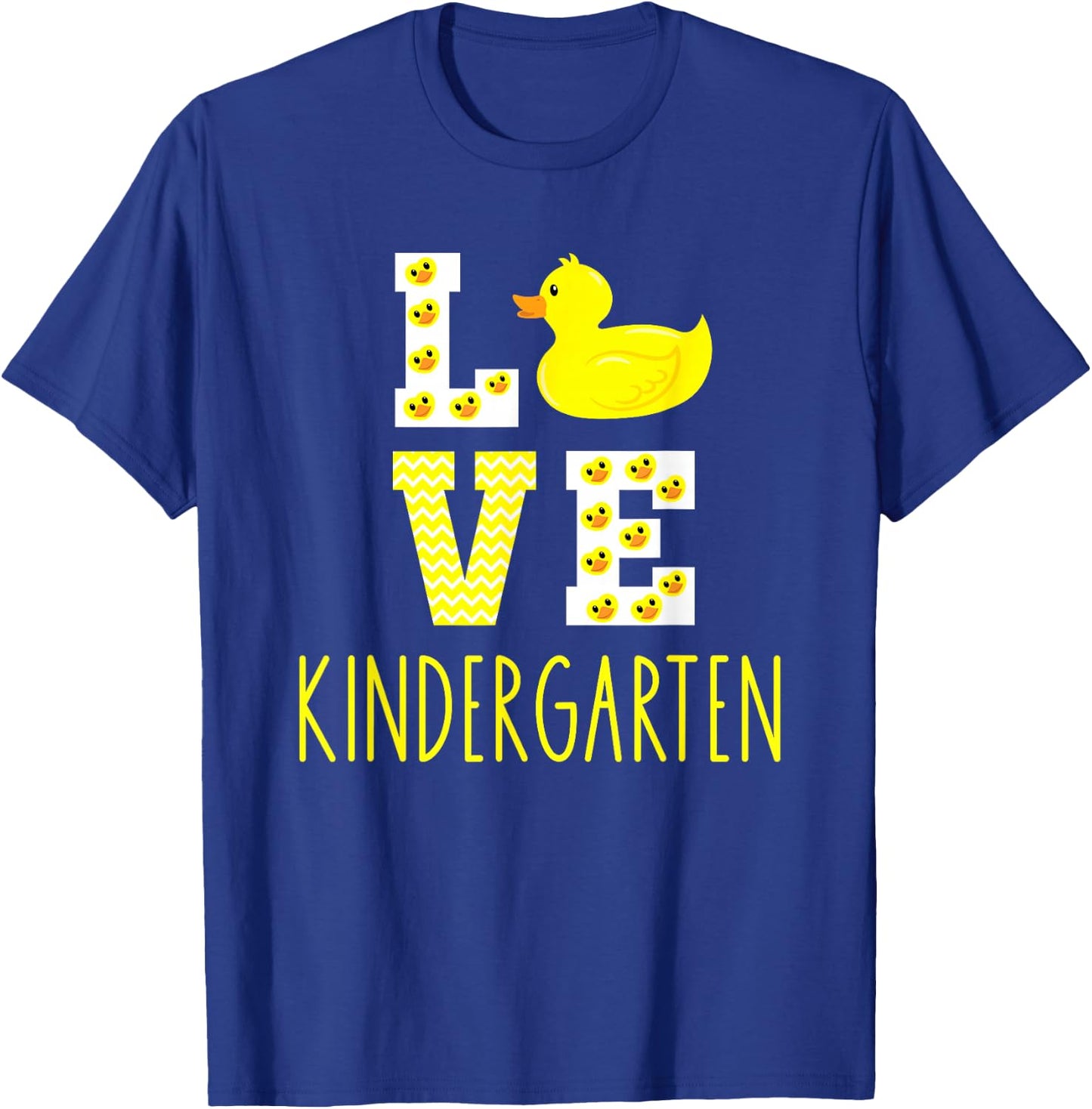 Love Kindergarten Back To School Yellow Duck Kinder Teacher T-Shirt - T-Shirt | Royal