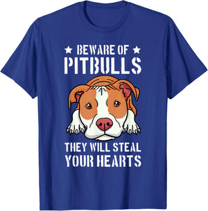 Beware Of Pitbull They Will Still Your Heart Pit Bull Pibble T-Shirt - T-Shirt | Royal