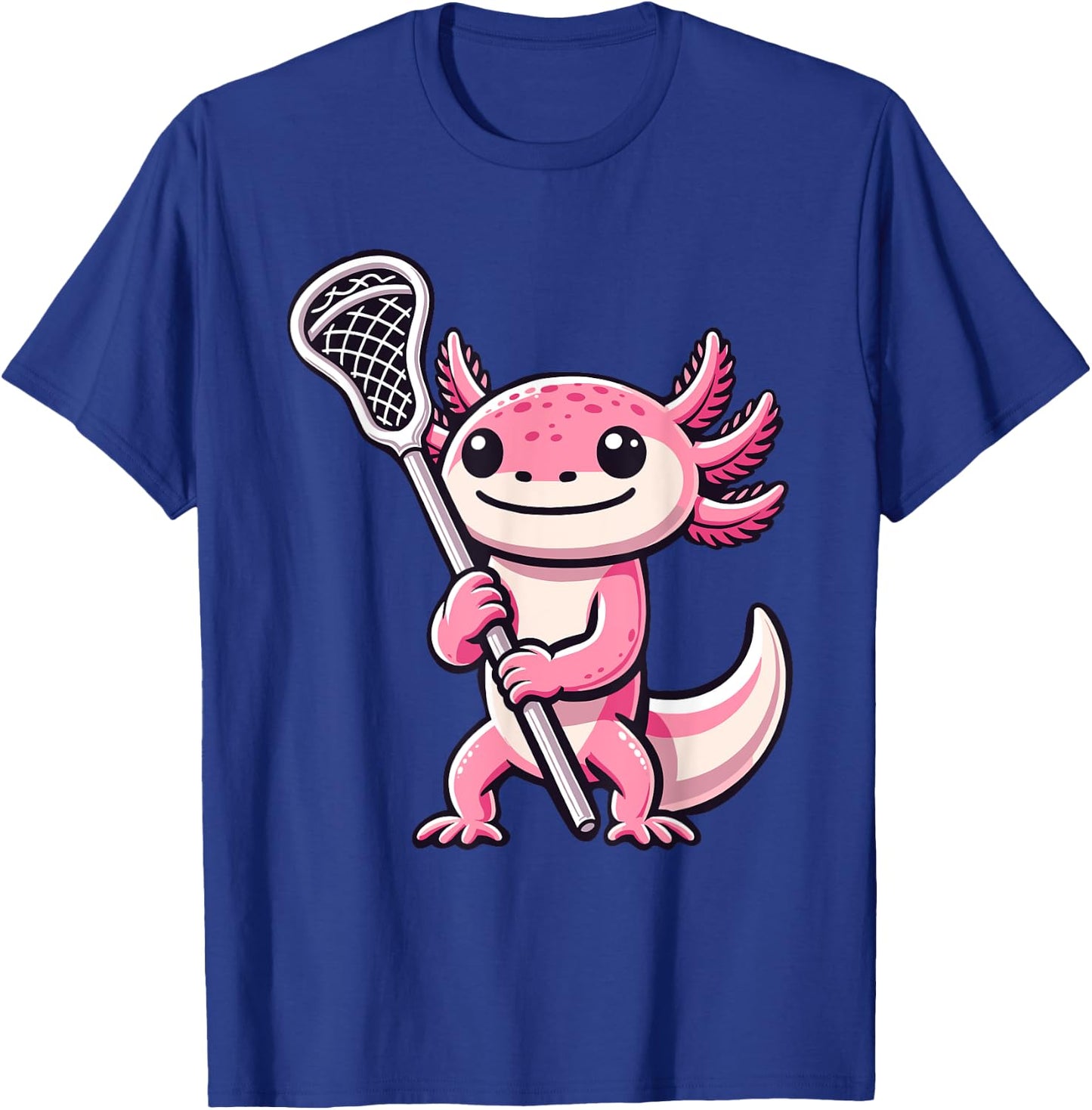 Lacrosse Player Axolotl Lax Lover Sports For Boys Girls T-Shirt - T-Shirt | Royal