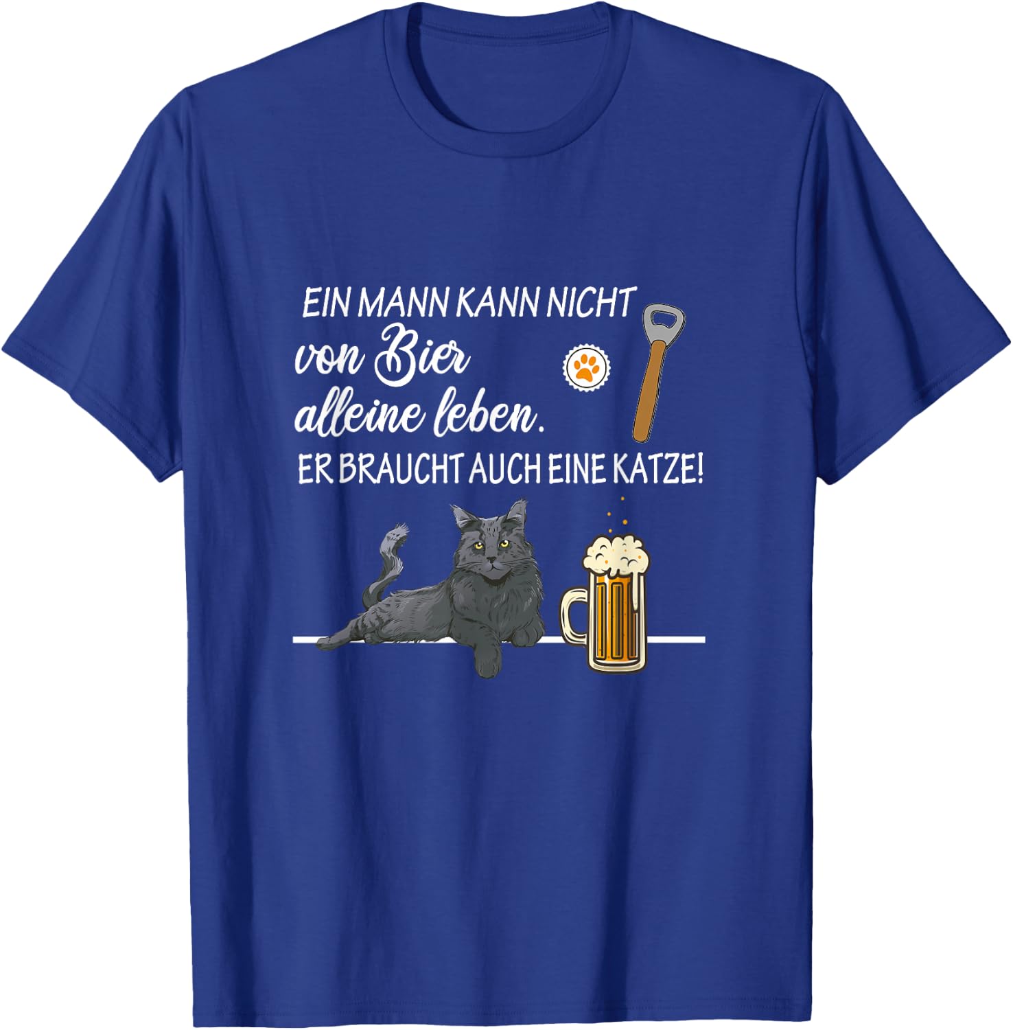Funny Beer and Cats Slogan Men Alone Live Dad , black T-Shirt - T-Shirt | Royal