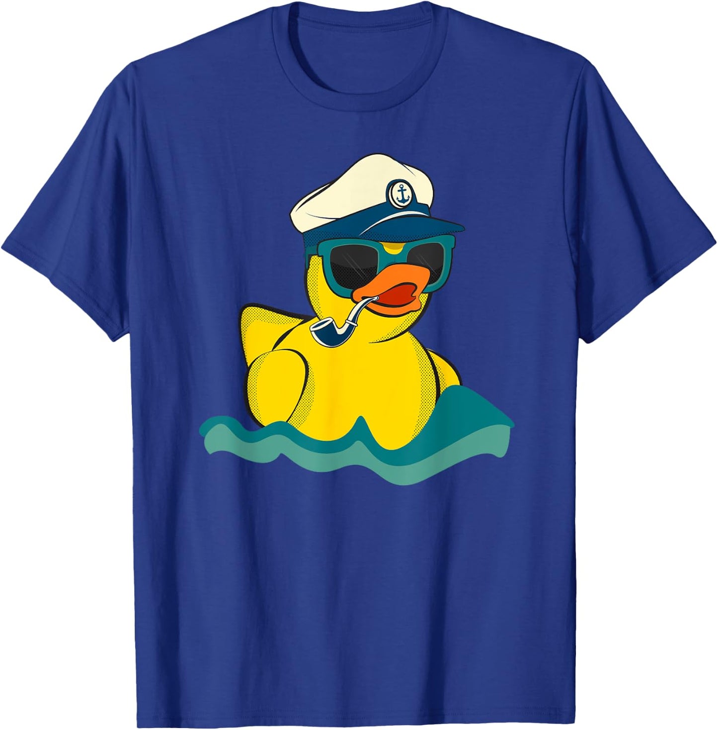 Vintage Yellow Rubber Duck Boat The Captain Duckie Sailor T-Shirt - T-Shirt | Royal