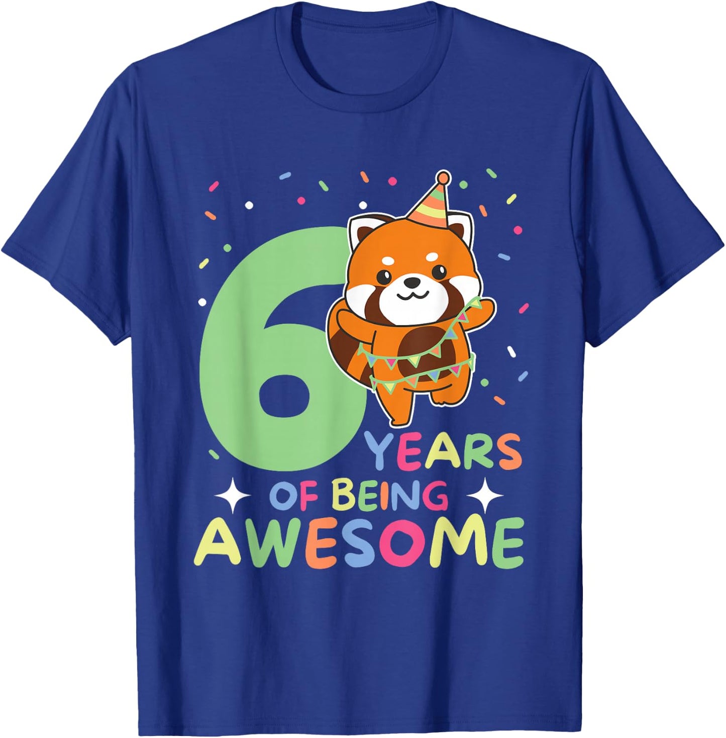 Red Panda 6th Birthday Kids Six Year Old Red Panda T-Shirt - T-Shirt | Royal