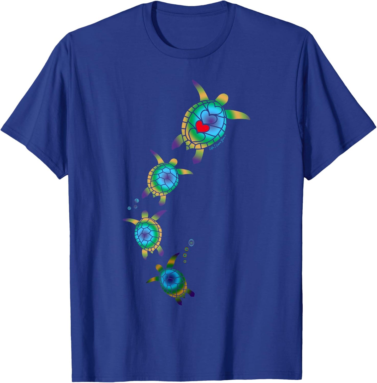 Beautiful Nautical Tropical Swimming Sea Turtles T-Shirt - T-Shirt | Royal