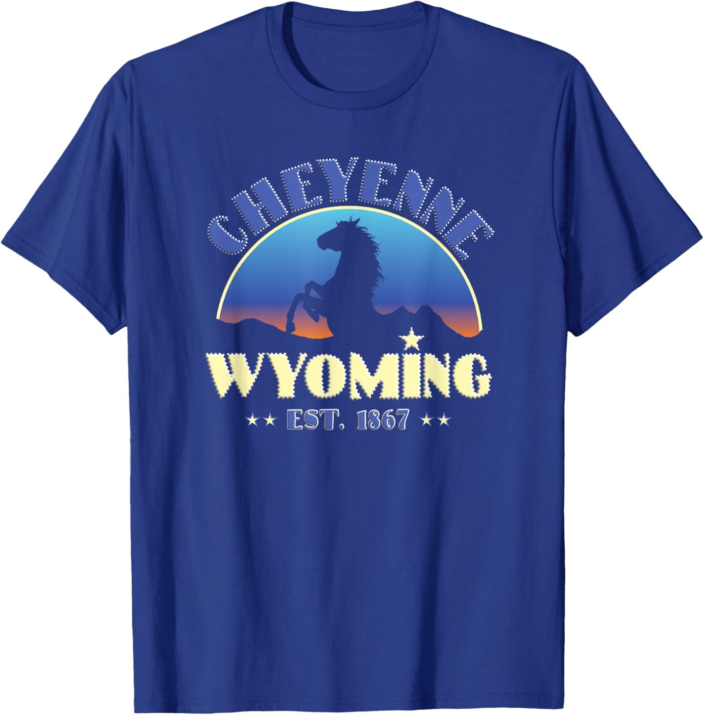 Cheyenne Wyoming WY Wild Horse T-Shirt - T-Shirt | Royal