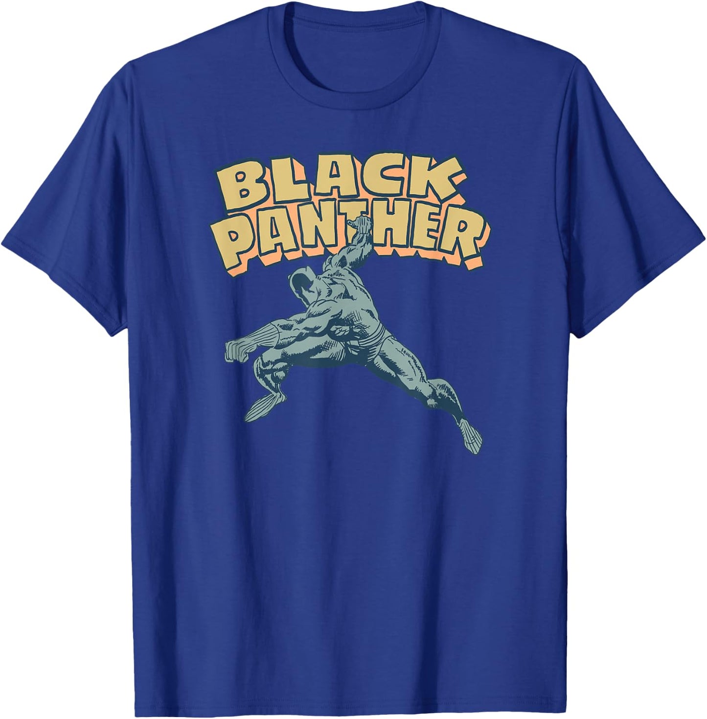 Amazon Essentials Men's MARVEL BLACK PANTHER COMIC POSE , Black, Small T-Shirt - T-Shirt | Royal