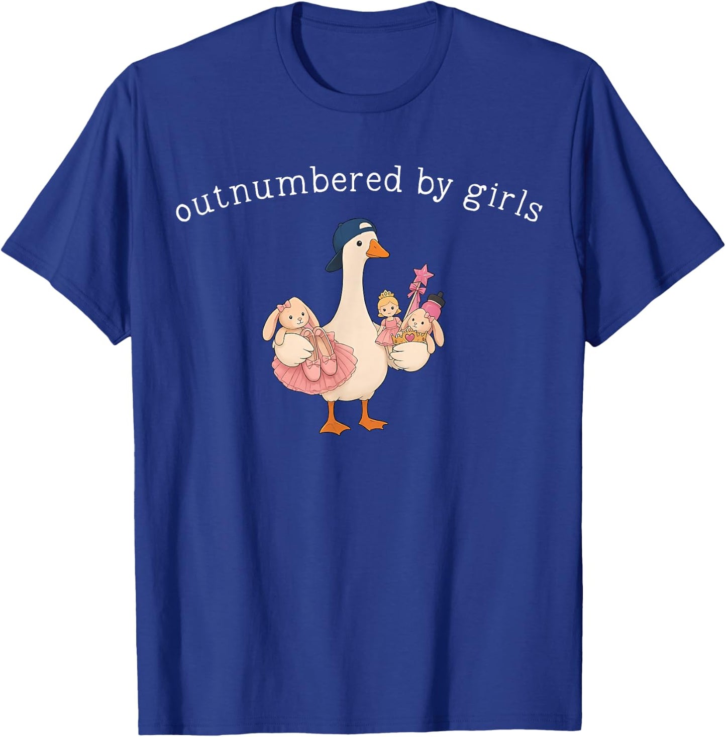 Outnumbered By Girls Funny Dad Goose Fathers Day T-Shirt - T-Shirt | Royal