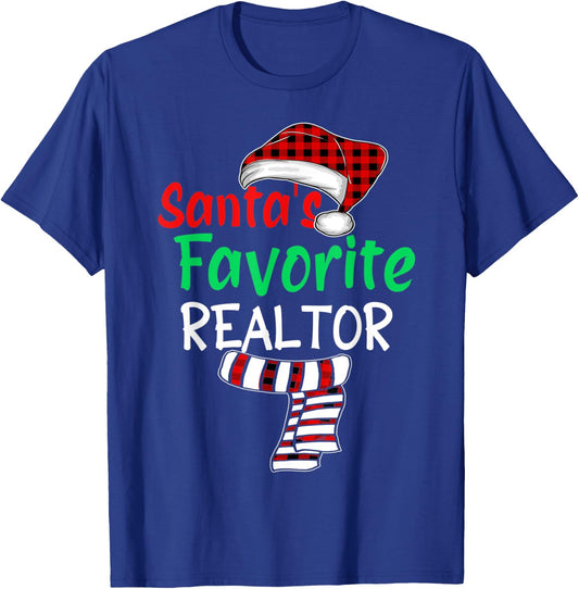 Christmas Pajama Santa Claus Shirt, Santa's Favorite Realtor T-Shirt - T-Shirt | Royal