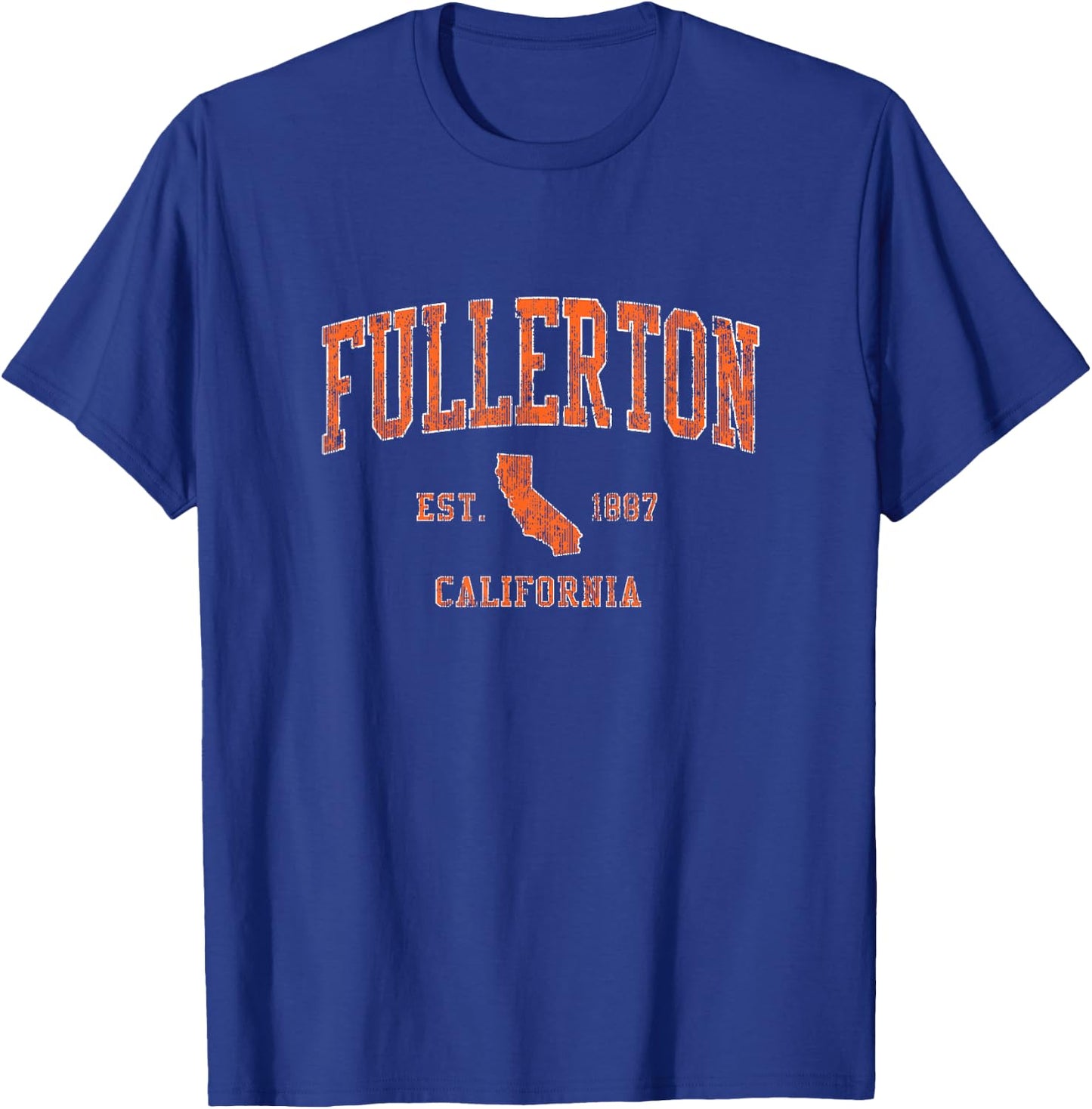 Fullerton California CA Vintage Athletic Sports Design T-Shirt - T-Shirt | Royal