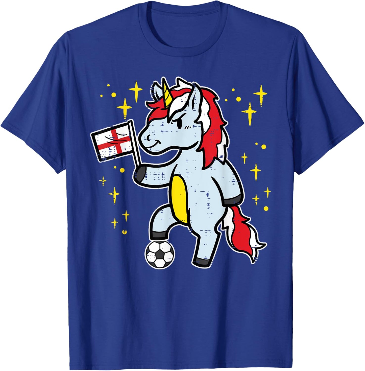 England Flag Unicorn Football Soccer Fan Women Girls Kids T-Shirt - T-Shirt | Royal