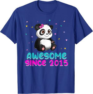 Panda Bear Girl Birthday Gift Love Awesome Since 2015 T-Shirt - T-Shirt | Royal