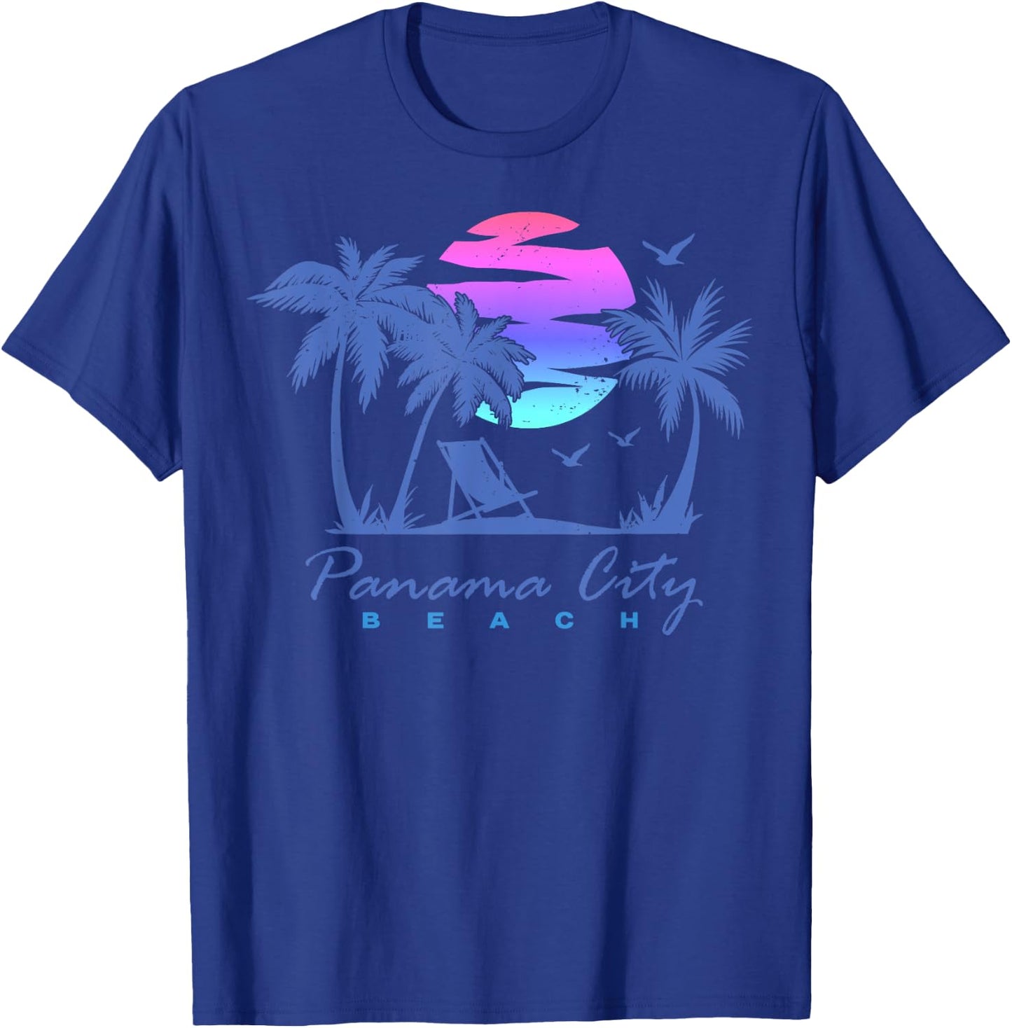 PANAMA CITY BEACH Florida Vacation Trip Retro Vintage Sunset T-Shirt - T-Shirt | Royal