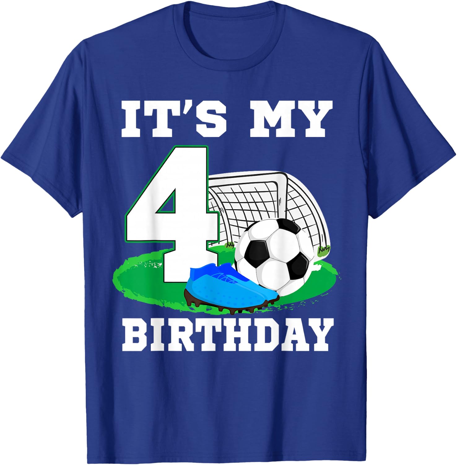 It's My 4 Year Old Birthday Soccer 4th Party Boy T-Shirt - T-Shirt | Royal