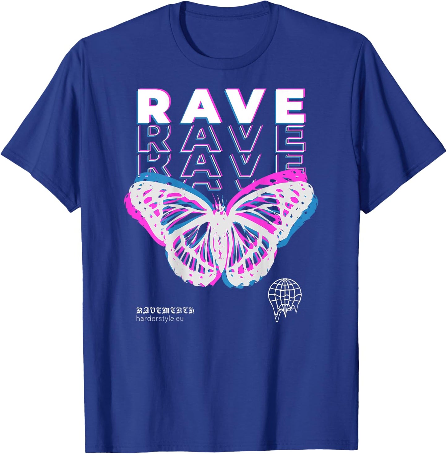 Back Print Rave Butterfly Techno Hardtechno Raving T-Shirt - T-Shirt | Royal