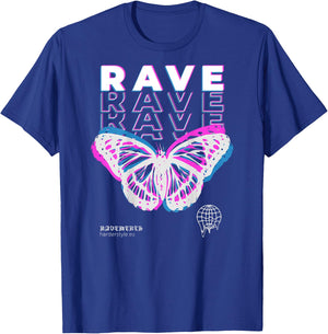 Back Print Rave Butterfly Techno Hardtechno Raving T-Shirt - T-Shirt | Royal