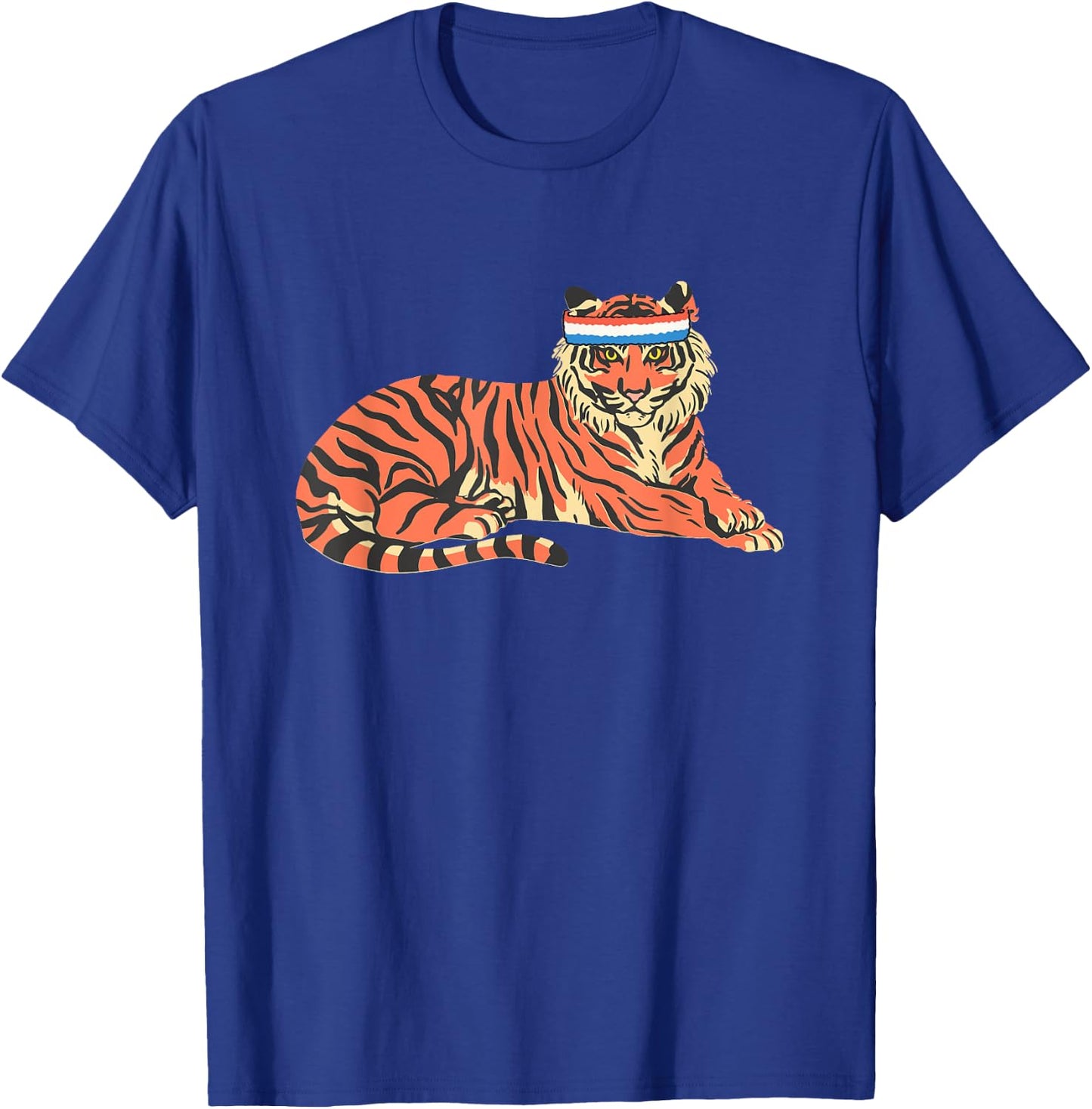 Tiger Shirt Tiger Wearing Sweatband T-Shirt - T-Shirt | Royal