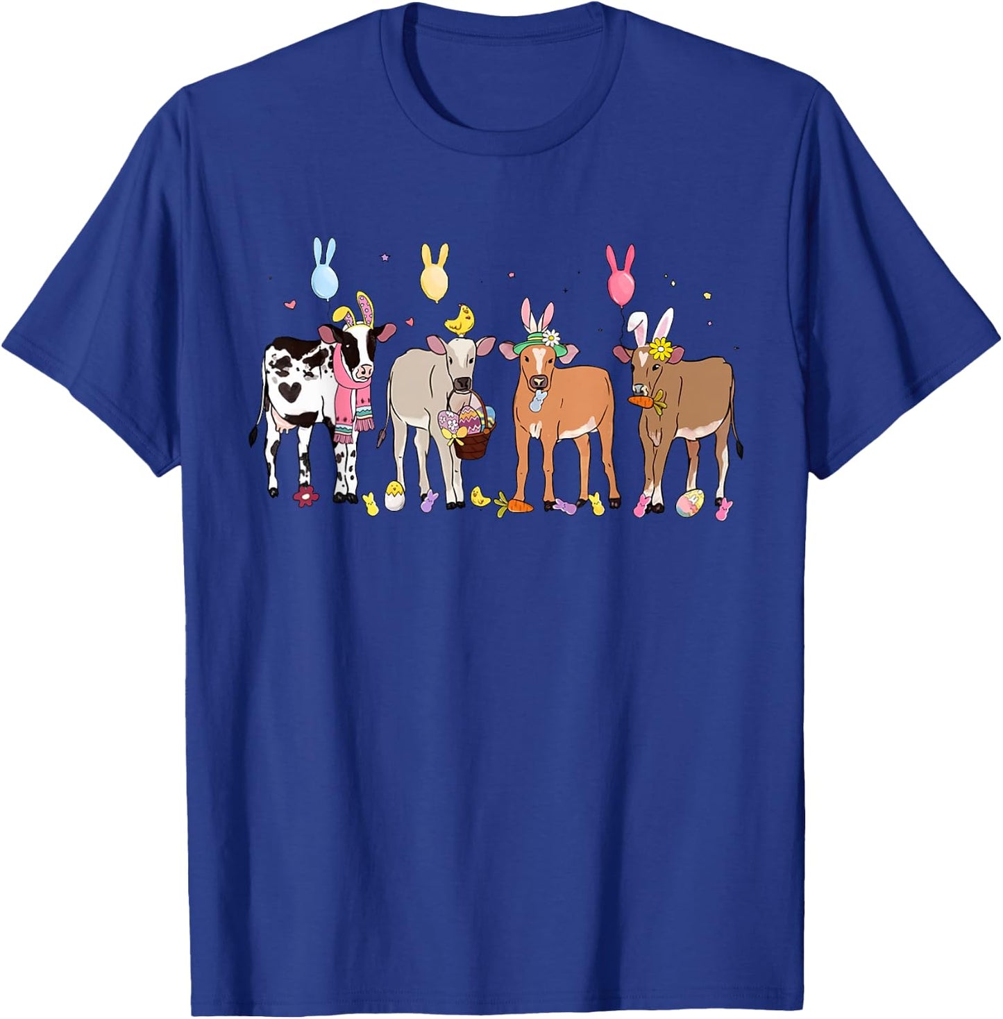 Happy Easter Highland Cow Heifer Easter Day Farmer Cowgirl T-Shirt - T-Shirt | Royal