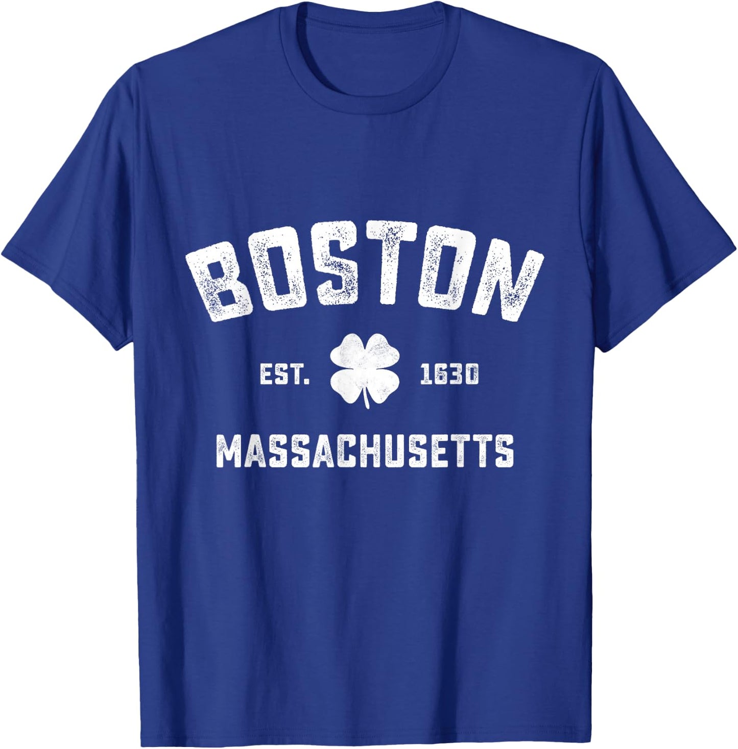 Boston Massachusetts Vintage Shamrock Sports T-Shirt - T-Shirt | Royal