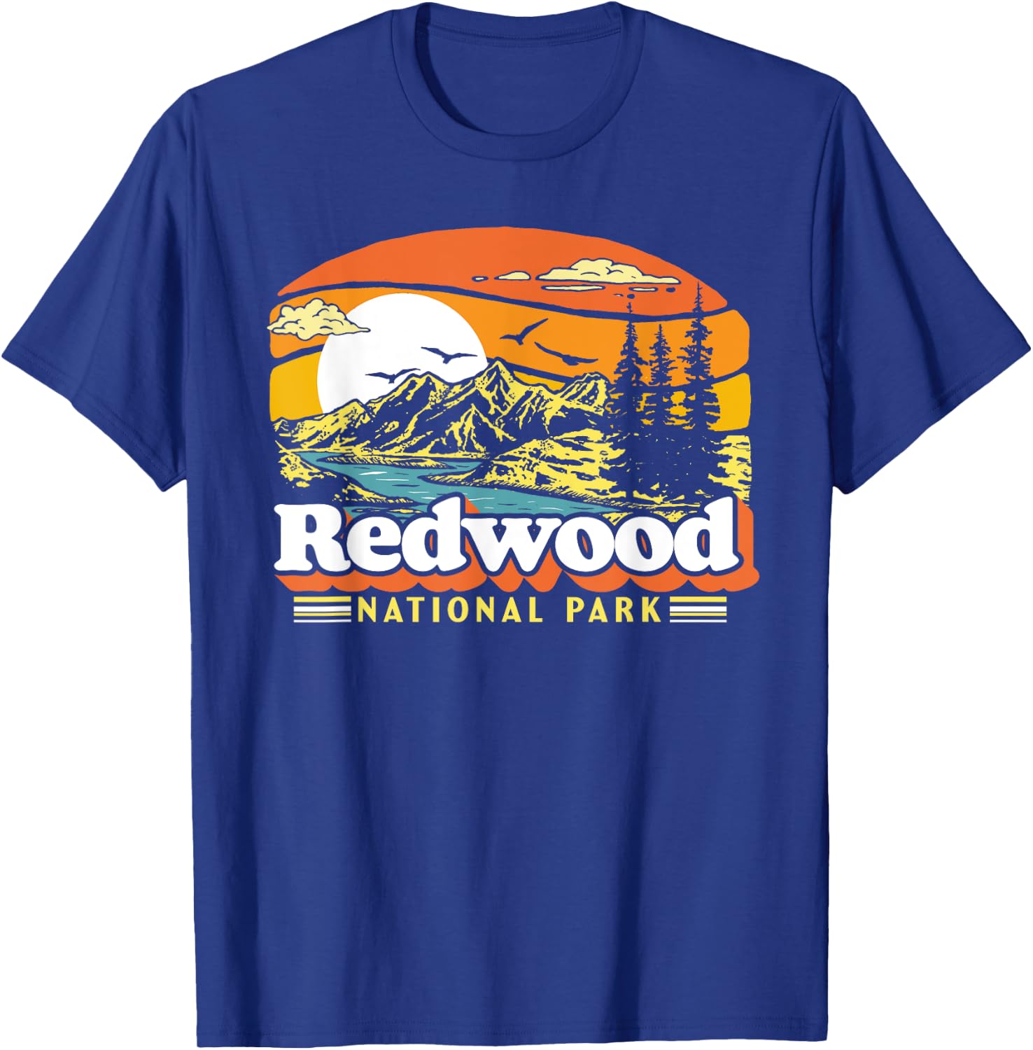 Redwood National Park Vintage 80s Retro California Mountains T-Shirt - T-Shirt | Royal
