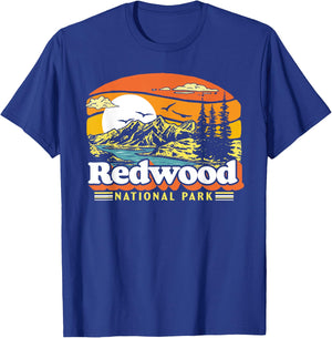 Redwood National Park Vintage 80s Retro California Mountains T-Shirt - T-Shirt | Royal