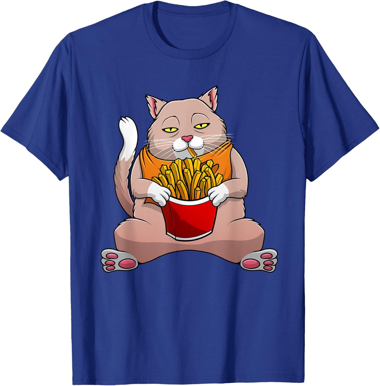 Funny French Fries Design Women Cat Foodie Eater T-Shirt - T-Shirt | Royal