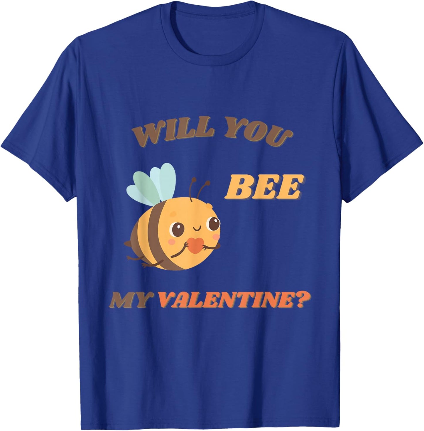 Will you bee my Valentine? Funny and Cute Valentines Day Bee T-Shirt - T-Shirt | Royal
